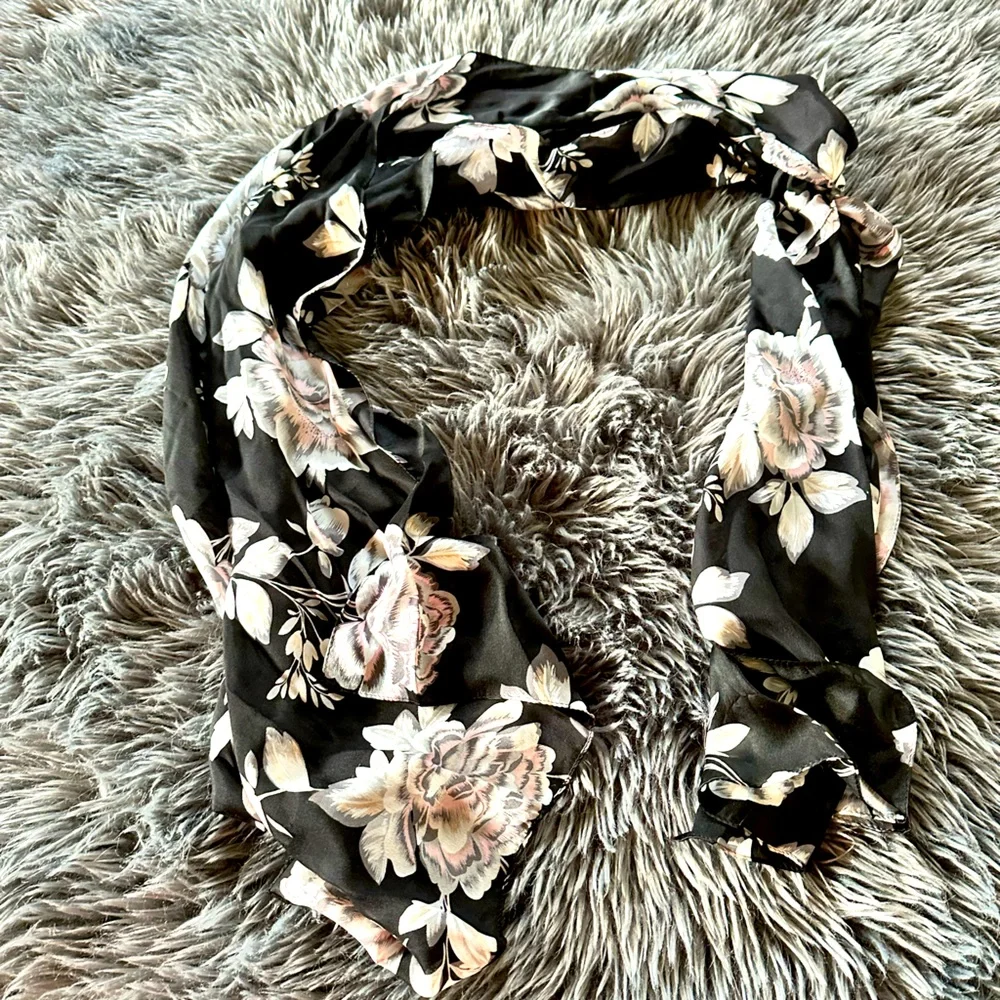 Black and blush pink floral scarf